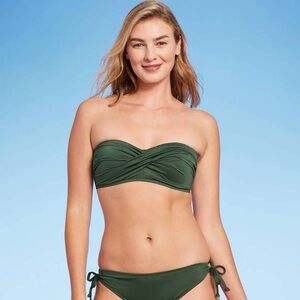 Twist bandeau bikini top deep green